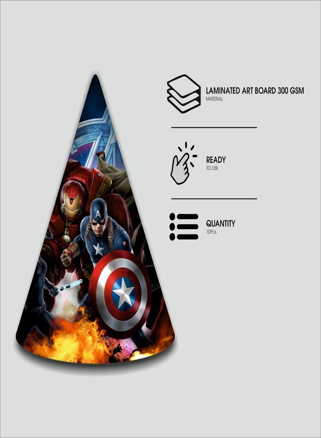 Party Baazaar Avengers Caps for Theme Party | Avengers Caps for Kids | Birthday Celebration Party Caps | Cap for 1st Birthday (Pack of 10) - Image 3